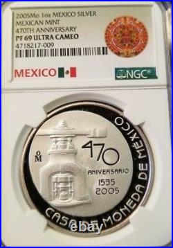 2005 Mexico Silver Medal Mexican Mint 470th Anniversary Ngc Pf 69 Ultra Cameo