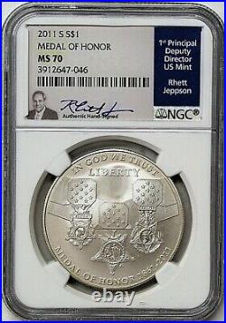 2011 S $1 Silver Medal of Honor Commemorative Dollar NGC MS70 Rhett Jeppson