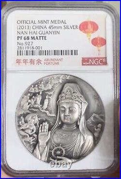 2013 CHINA 80g Silver BUDDHA Medal NGC PF 68 1st in Series Hard To Find