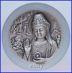 2013 China NGC PF70 80mm Antiqued 500g Silver Medal Buddhist Holy MT. Putuo