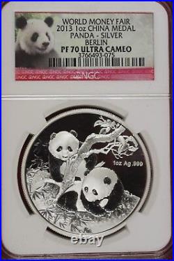 2013 NGC PF70 ULTRA CAMEO China Panda Medal Berlin World Money Fair! #B13202