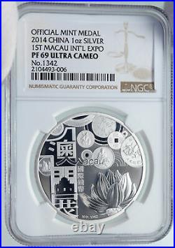 2014 CHINA 1st MACAU INTERNATIONAL EXPO Proof Silver Chinese Medal NGC i86164