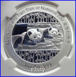 2014 CHINA Official 1oz Silver Mint Medal Coin PANDA Bears NGC Certified i70685