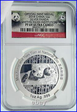 2014 CHINA Official 1oz Silver Mint Medal Coin PANDA Smithsonian NGC Coin i86657