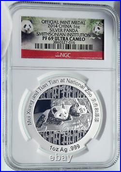 2014 CHINA Official 1oz Silver Mint Medal Coin PANDA Smithsonian NGC Coin i86658
