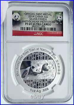 2014 CHINA Official 1oz Silver Mint Medal Coin PANDA Smithsonian NGC Coin i86663
