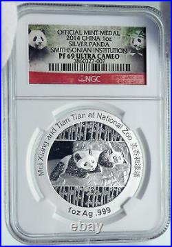 2014 CHINA Official 1oz Silver Mint Medal Coin PANDA Smithsonian NGC Coin i86665