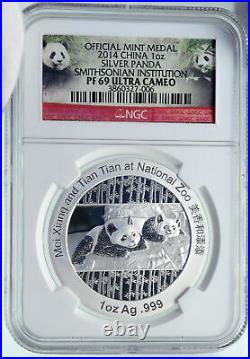 2014 CHINA Official 1oz Silver Mint Medal Coin PANDA Smithsonian NGC Coin i86666