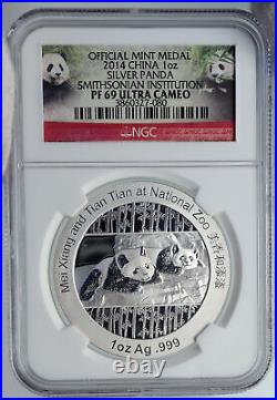 2014 CHINA Official 1oz Silver Mint Medal Coin PANDA Smithsonian NGC Coin i90679