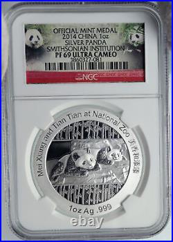 2014 CHINA Official 1oz Silver Mint Medal Coin PANDA Smithsonian NGC Coin i90680