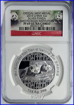 2014 CHINA Official 1oz Silver Mint Medal Coin PANDA Smithsonian NGC Coin i90682