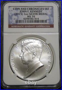 (2015) Coin & Chronicle John F. Kennedy 1 oz. Silver Medal NGC MS 70