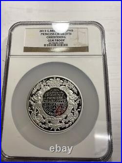 2015 Great Britain $10pnd Princess Charlotte. 9999 5oz Silver Medal NGC GEM PF