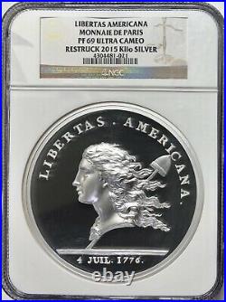 2015 Silver Kilo Libertas Americana Monnaie De Paris Restrike NGC PF69 UCAM