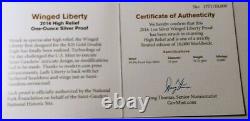 2016 Saint-Gaudens Winged Liberty 1 oz Silver Medal NGC PF70 UC, Mercanti Signed