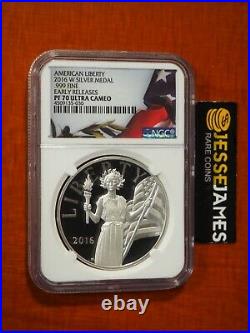 2016 W Proof Silver Liberty Medal Ngc Pf70 Ultra Cameo First Releases
