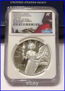 2016 W & S Silver American Liberty Medal Set NGC PF70 First Day of Issue