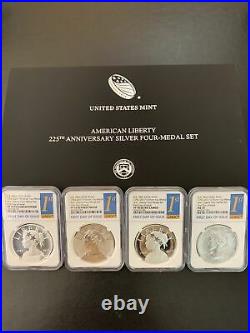 2017 225th Anniversary American Liberty Silver Medal 4pc NGC 70 First Day OGP