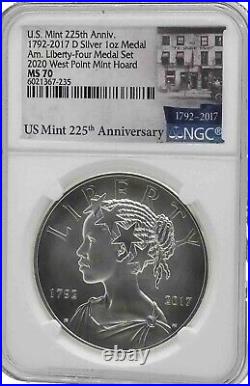2017 D U. S. Mint Anniversary 1 oz Silver Medal American Liberty MS70 NGC ER