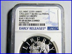 2017 P American Liberty 225th Anniversary Silver Medal NGC PF 69 Early Releases