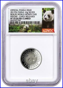 2017(S) China Berlin World Money Fair 16g Silver PF70 Panda Piedfort Proof Medal