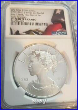 2017 S Proof 225th Ann. American Liberty Silver Medal 1 oz NGC PF 70 ER Early Re