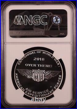 2018-D WW1 U. S. Air Service Proof Silver Medal NGC PF70 UCAM! Bressett Signed