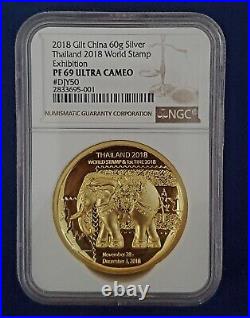 2018 Thailand World Stamp Exhibition Complete 7 Medal Set NGC Certified