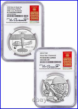 2018 WWI Centennial Silver Dollar W Air Service Medal NGC PF70 Bressett SKU58152
