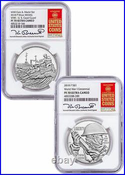 2018 WWI Centennial Silver Dollar W Coast Guard Medal NGC PF70 Bressett SKU58154