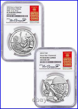 2018 WWI Centennial Silver Dollar W US Army Medal NGC PF70 UC Bresset SKU58150