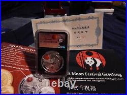 2019 China Silver Blood Moon Panda Ngc Pf70 Fr Moon Festival Medal 1 Oz. 999