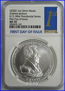 2020 1oz Silver Medal Andrew Jackson U. S. Mint Presidential Series NGC MS70 FDOI