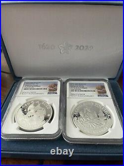 2020 400th Anniversary Mayflower Voyage Proof Coin & Medal Set. Both NGC PF70UC