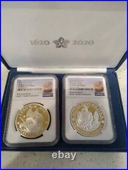 2020 400th Anniversary Mayflower Voyage Proof Coin & Medal Set NGC PF70/PF70 UC
