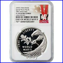 (2020) 75th Anniversary End of World War II Silver Medal PF70 Ultra Cameo NGC V