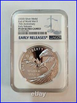 2020 End of World War II 75th Anniversary Silver Medal NGC PF69 ULTRA CAMEO V75