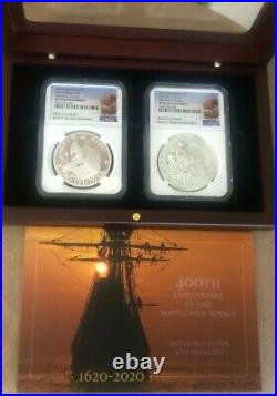 2020 Mayflower 400th Anniversary Silver Coin Proof & Medal Set NGC PF70 UC -COA