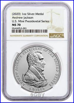 (2020) Presidential Medal Jackson 1 oz Silver Matte NGC MS70 SKU60651