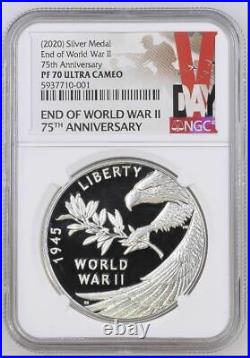 2020 Silver Medal End Of World War II 75th Anniversary NGC PF 70 Ultra Cameo