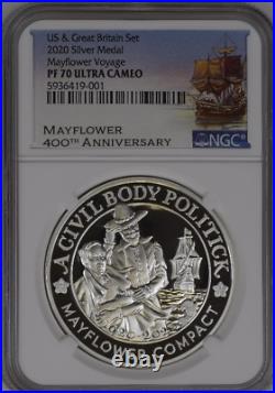 2020 Silver Medal Mayflower Voyage Label Ngc Pf 70 Ultra-cameo R-5 Top-pop