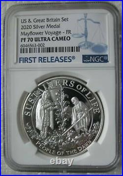 2020 Silver Proof Medal Mayflower Voyage NGC PF70 First Releases SPOT