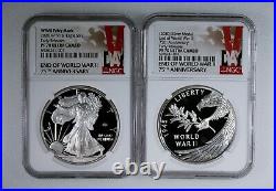 2020 W American Silver Eagle V75 & WWII 75th Anniversary Silver Medal NGC PF 70