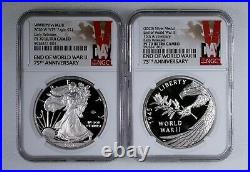 2020 W American Silver Eagle V75 & WWII 75th Anniversary Silver Medal NGC PF 70