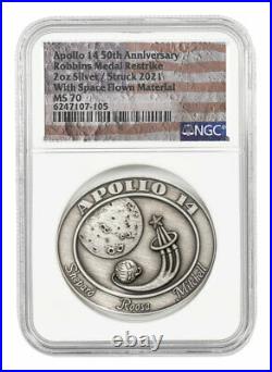 2021 Apollo 14 Robbins Medal 2 oz Silver Medal NGC MS70 Moon Flag Label
