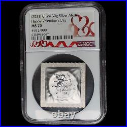 2021 CHINA 30g Silver Medal Happy Valentines Day NGC MS-70 W9560