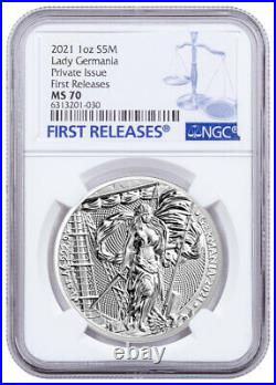 2021 Germania Mint 1 oz Silver 5 Mark Medal NGC MS70 FR With Mint COA