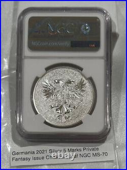 2021 Germania Mint Mythical Forest Chestnut Leaf 1 oz Silver Medal NGC MS70 loc4