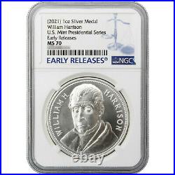 (2021) William Henry Harrison Silver Presidential Medal MS70 Early Releases NGC