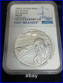 2022 1oz. 999 Silver US AIR FORCE Medal NGC MS70 First Release